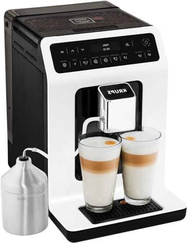 Krups Evidence Kaffeevollautomat 15 bar, 1450W, Milchschaum-System, automatische Reinigung, 2-Tassen-Funktion, Edelstahl, OLED Display, Direktwahltasten, Espresso-Kaffee-Maschine, Made in France Weiß von Krups