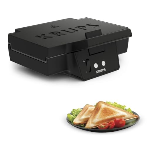 Krups Sandwichmaker FDK451 | für gegrillte Sandwichtoasts in Dreiecksform | Antihaftbeschichtete Platten (Leichte Reinigung, kein Anbrennen) | Aufheiz & Temperaturkontrolle | 850 W | 31.6x15.5x29.5cm von Krups