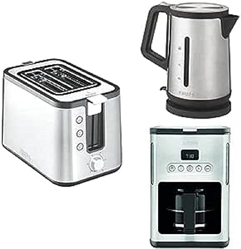 Krups Frühstücks-Set Control Line | Premium Toaster mit 6 Bräunungsstufen | Wasserkocher mit 1,7L Fassungsvermögen | Filterkaffeemaschine für 10-15 Tassen | Edelstahl/schwarz von Krups
