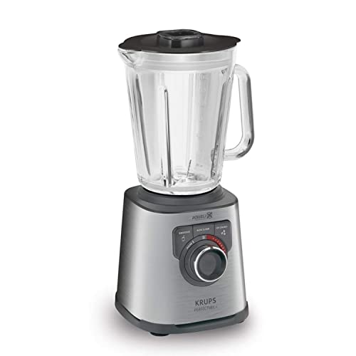 Krups KB403D Perfectmix + Hochleistungsstandmixer, 1.200W, 28.000 UpM, 2L Glasbehälter, 3 voreingestellte Programme, Powelix- Technologie, Edelstahl/Dunkelgrau von Krups