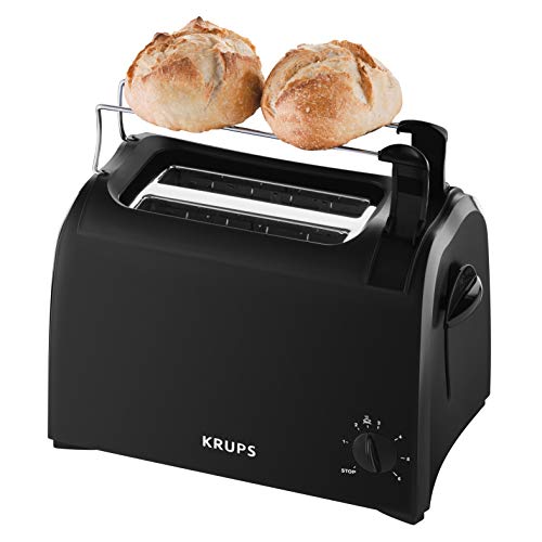 Krups KH1518 Toaster mit eingebautem Broetchenaufsatz Schwarz, Kunststoff, 1 Liter von Krups