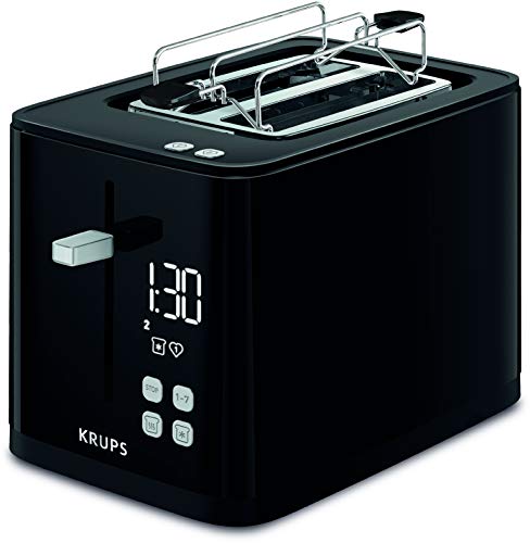 Krups KH641810 Smart'n Light Toaster | Zwei-Scheiben-Toaster | Digitaldisplay | 7 Bräunungsstufen | herausnehmbare Krümelschublade | Countdown | Anhebevorrichtung | Schwarz von Krups