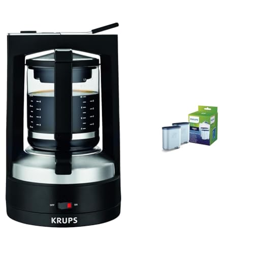 Krups KM4689 Filterkaffeemaschine T8 | 850 Watt | Automatische Abschaltung & Philips AquaClean Kalk- und Wasserfilter für Espressomaschine, Kein Entkalken bis 5000 Tassen, Doppelpack von Krups