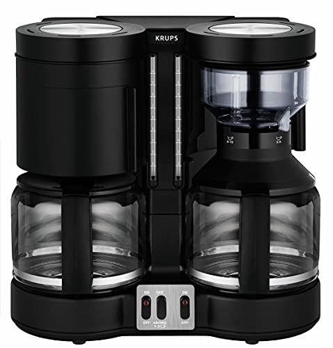 Krups KM8508 Doppel-Kaffeeautomat Duothek Plus | Kombiautomat | Kaffee und Tee | 2 x 10 Tassen | 2 unabhängige Brühsysteme | Schwarz von Krups