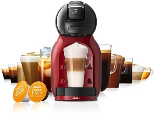 NESCAFÉ Dolce Gusto Krups KP123H Mini Me Kaffeekapselmaschine | 15 Bar | kompakt | Hochdruck-Kaffeemaschine | über 30 Kaffeekreationen | wählbare Getränkegröße | Schwarz/Cherry Red von NESCAFÉ DOLCE GUSTO