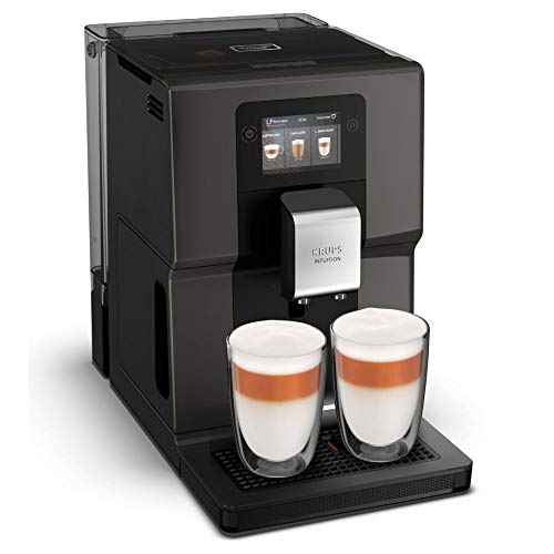 Krups Kaffeevollautomat EA872B Intuition Preference | mit Smartphone-ähnlichem 3,5"-Farb-Touchscreen | Intuitive farbige Lichtanzeigen | 11 personalisierbare Getränke | Schwarz von Krups