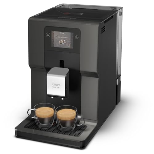 Krups Kaffeevollautomat EA872B Intuition Preference | mit Smartphone-ähnlichem 3,5"-Farb-Touchscreen | Intuitive farbige Lichtanzeigen | 11 personalisierbare Getränke | Schwarz von Krups