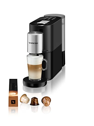 Nespresso Krups XN8908 Atelier Kaffeemaschine mit Milchaufschäumer | 1 l Wassertankkapazität | inkl. Glastasse + Kapseln | Pumpendruck 19 Bar | Schwarz/Silber von NESPRESSO