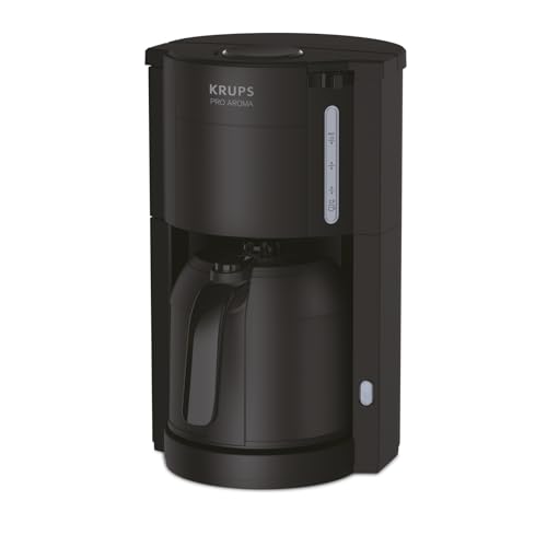 Krups Pro Aroma KM303810| Filterkaffeemaschine 1 Liter Fassungsvermögen | mit Thermokanne | 800 Watt | für 10-15 Tassen Kaffee | schwarz von Krups