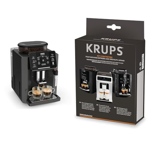 Krups Sensation Kaffeevollautomat, Milchschaumdüse, 5 Getränke & XS5300 Reinigungs- u. Pflegeset für Kaffeevollautomaten von Krups
