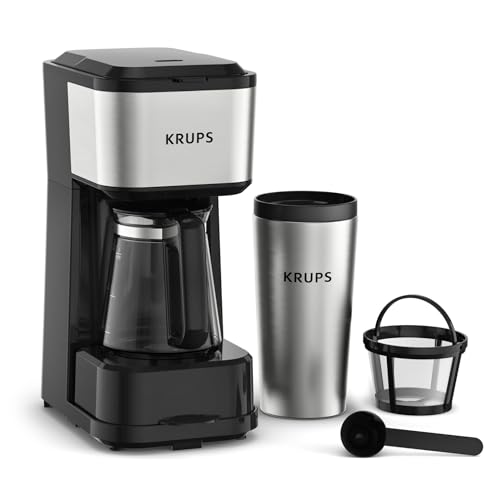 Krups Simply Brew Kaffeebereiter mit Filter 3 in 1, 3 Brühoptionen, amerikanischer Kaffee, hitzebeständige Glaskaraffe, doppelwandiger Reisebecher aus Edelstahl, KM207D Krups Simply Brew Kaffeebereiter mit Filter 3 in 1, 3 Brühoptionen, amerikanischer Kaffee, hitzebeständige Glaskaraffe, doppelwandiger Reisebecher aus Edelstahl, KM207D von Krups