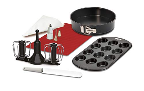 Krups XF5560 Prep&Cook Zubehör Set | für alle Prep&Cook Geräte | Rostfreier Spatel | Doppelt rotierender Schneebesen | schwarz/weiß/rot von Krups