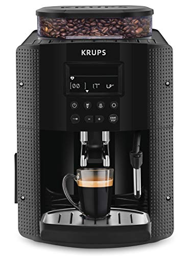 Krups Essential Coffee Machine Bohnenmühle Espresso-Kaffeemaschine LCD-Display Automatische Reinigung schwarze Cappuccino-Dampfdüse YY8135FD von Krups