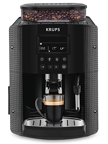 Krups Essential Coffee Machine Bohnenmühle Espresso-Kaffeemaschine LCD-Display Automatische Reinigung schwarze Cappuccino-Dampfdüse YY8135FD von KRUPS