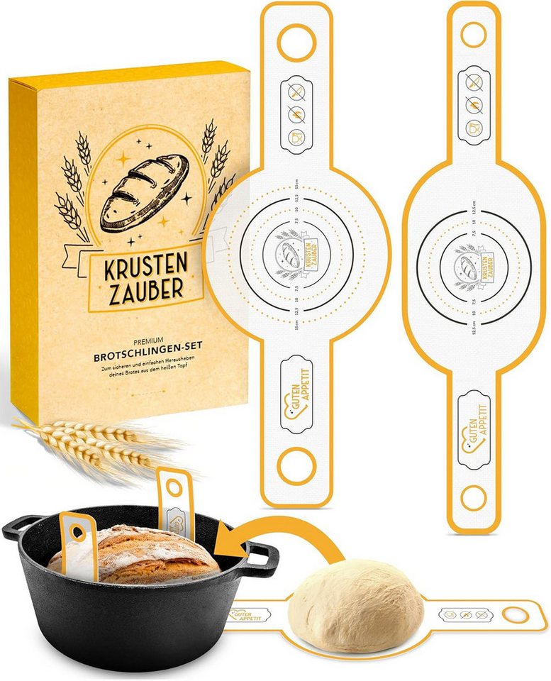 Krustenzauber Backmatte Zubehör - Brotschlingen, Schneebesen, Backmatte, Teig Reinigungstücher, 2x Brotschlingen Mix von Krustenzauber