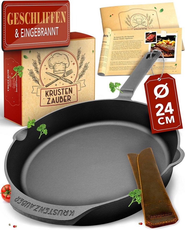 Krustenzauber Bratpfanne Geschliffene Gusseisenpfanne Induktion einzeln oder im Set von Krustenzauber