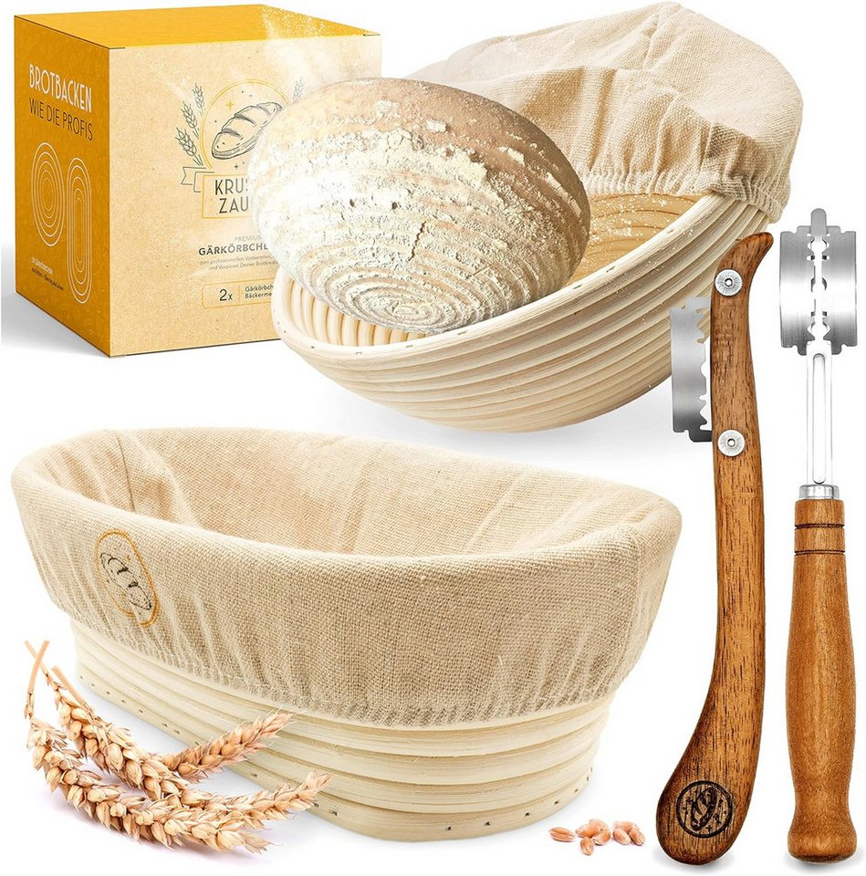 Krustenzauber Brotmesser Bäckermesser Teigmesser Set für gerade und geschwungene Schnitte, Brotklinge, Bäckerklinge, Teigritzmesser Lame, Brot Backen Zubehör Krustenzauber Brotmesser Bäckermesser Teigmesser Set für gerade und geschwungene Schnitte, Brotklinge, Bäckerklinge, Teigritzmesser Lame, Brot Backen Zubehör von Krustenzauber