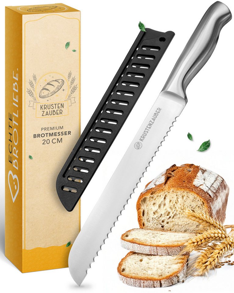 Krustenzauber Brotmesser Brotmesser mit Wellenschnitt aus Edelstahl - 20 & 26cm Küchenmesser von Krustenzauber