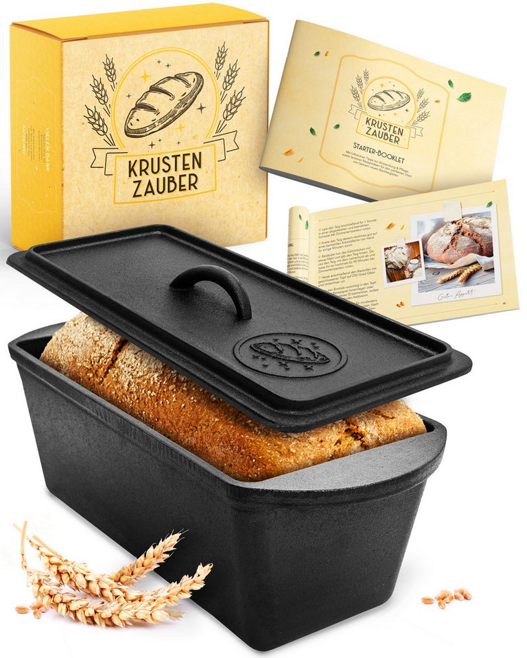 Krustenzauber Kasserolle Gusseisen Topf als Kochtopf, Schmortopf oder Brotbackform von Krustenzauber