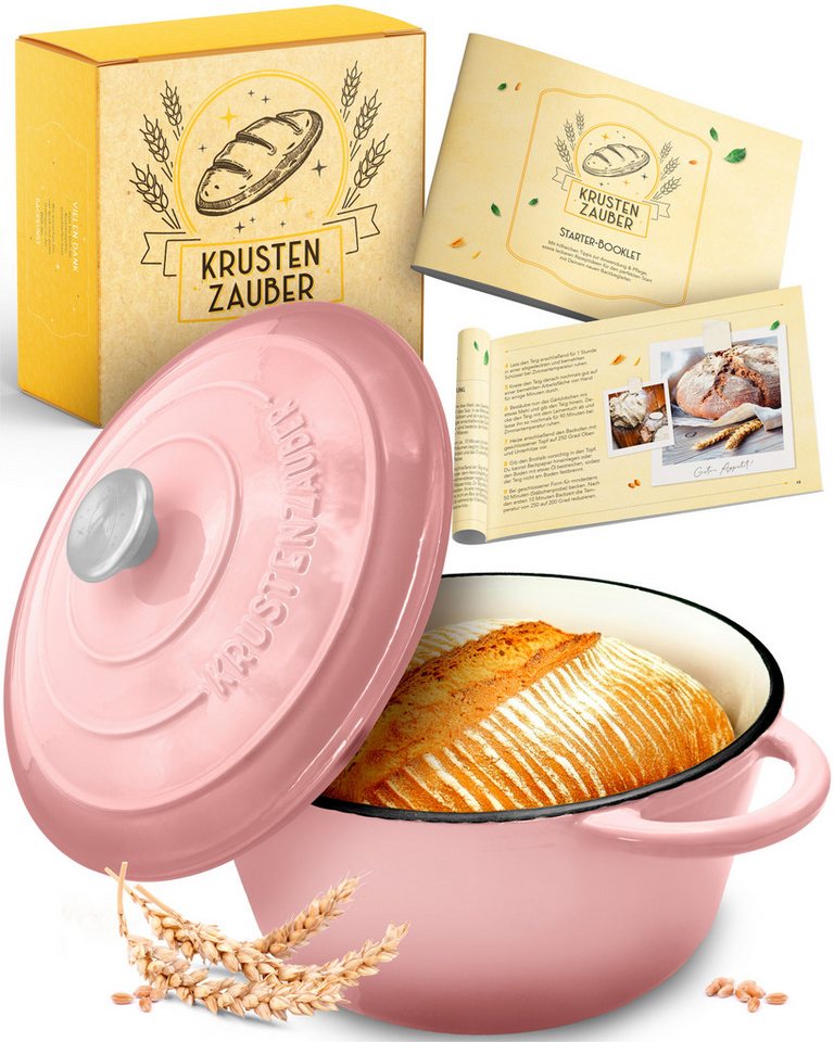Krustenzauber Kasserolle Gusseisen Topf als Kochtopf, Schmortopf oder Brotbackform von Krustenzauber