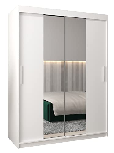 MEBLE KRYSPOL Kleiderschrank mit Spiegel Tokyo 1 - Garderobenschrank - Schrank Schlafzimmer - Mehrzweckschrank Zwei Schiebetüren - Regalen - Flur Möbel - Kleiderstange Schrank - Allzweckschrank von MEBLE KRYSPOL