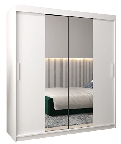 MEBLE KRYSPOL Kleiderschrank mit Spiegel Tokyo 1 - Garderobenschrank - Schrank Schlafzimmer - Mehrzweckschrank Zwei Schiebetüren - Regalen - Flur Möbel - Kleiderstange Schrank - Allzweckschrank von MEBLE KRYSPOL