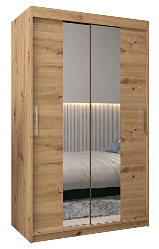 MEBLE KRYSPOL Tokyo 1 120 Schlafzimmerschrank mit Zwei Schiebetüren, Spiegel, Kleiderstange und Regalen – 120x200x62cm - Artisan von MEBLE KRYSPOL