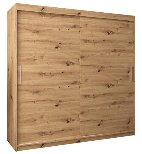 MEBLE KRYSPOL Tokyo 200 Kleiderschrank mit Zwei Schiebetüren für Schlafzimmer – moderner Aufbewahrungsschrank mit Kleiderstange und Regalen – 200x200x62cm - Artisan von MEBLE KRYSPOL