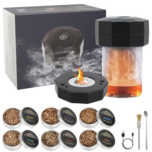Elektrischer Whisky Smoker Set, USB-C Wiederaufladbar Flammenfreies Cocktail Smoker Kit mit 6 Holzchips,Altmodisches Whiskey Räucher set, Cocktail Räuchergerät Geschenk für Männer, Väter Elektrischer Whisky Smoker Set, USB-C Wiederaufladbar Flammenfreies Cocktail Smoker Kit mit 6 Holzchips,Altmodisches Whiskey Räucher set, Cocktail Räuchergerät Geschenk für Männer, Väter von Kryvella