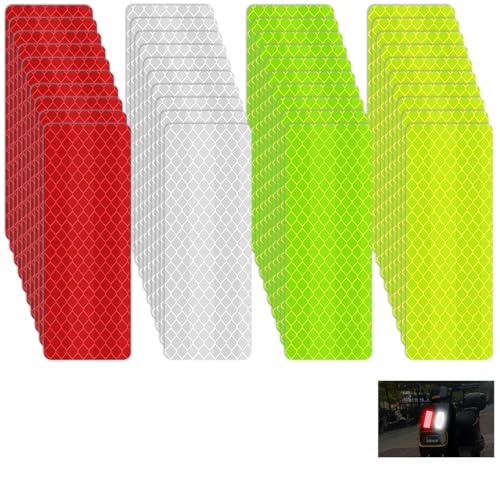 Kryzulax 40 Stück Warnung Reflektierende Aufkleber Sicherheit Warnband,3 * 8cm Reflektorband Selbstklebend,Sicherheit Reflektorband für Fahrräder,Kleidung,Helme,Motorrad(4 Farben) von Kryzulax
