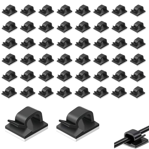 Kryzulax 50 Stück Kabelhalter Selbstklebend,Kabel-Clips,Kabel-Organizer,Kabel Haken Draht Halter für Kabelmanagement-ideal für Zuhause, Büro, Auto, Nachttisch, Schreibtischzubehör(Schwarz) von Kryzulax