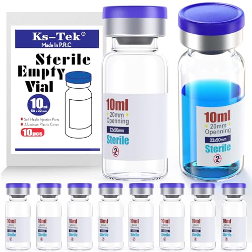 Ks-Tek Sterile leere Ampullen mit selbstheilendem Injektionsanschluss, mit abklappbarer Aluminiumkappe, sterile Verpackung (10 ml, 10 Stück) von Ks-Tek