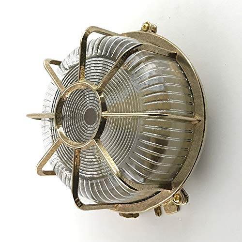 KsH and Co Alcyone IP64 Rundschott-Leuchte mit achteckigem Gitter aus Messing von KsH and Co
