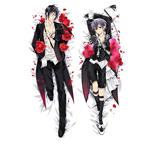 Ksainiy Black Butler Sebastian.Michaelis Anime-Kissenbezug, Kissenbezug Anime/Kissen Körper, Anime Beidseitige Muster Peach Skin / 2WT Dekokissen Fall, Otaku Und Anime Fans' Lieblingskissenüberzüge von Ksainiy