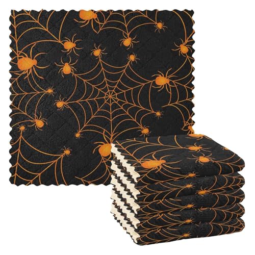 Ksajwzf Geschirrtücher, Küchenreinigungstücher, Halloween, Spinne, schwarz, Geschirrtücher, weiches Handtuch, Halloween-Küchenzubehör, Set mit 15,5 x 27,9 cm Ksajwzf Geschirrtücher, Küchenreinigungstücher, Halloween, Spinne, schwarz, Geschirrtücher, weiches Handtuch, Halloween-Küchenzubehör, Set mit 15,5 x 27,9 cm von Ksajwzf