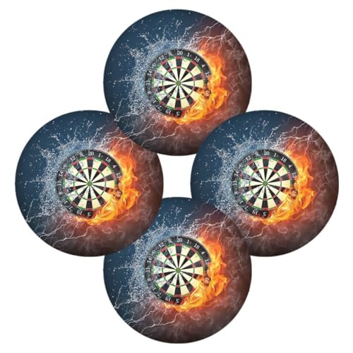 Runde Platzdeckchen 4er Set für Esstisch Dartscheibe Platzset Hitzebeständig Küche Tischmatte Fire Darts Board für Party Home Decor Waschbar von Ksajwzf
