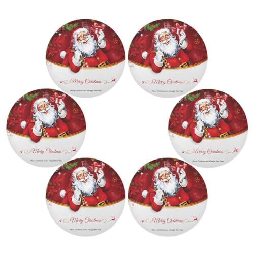 Runde Platzdeckchen 6er Set für Esstisch Weihnachten Weihnachtsmann Geschenk Platzset Hitzebeständig Küche Tischmatte Weihnachtsbaum für Party Home Decor Waschbar von Ksajwzf