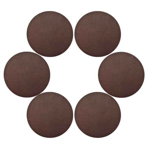 Runde Tischset 6er Set für Esstisch Elegant Dunkelbraun Tischset Hitzebeständig Küchentischmatte Lederstruktur für Party Home Decor Waschbar von Ksajwzf