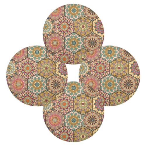 Runde Tischsets 4er Set für Esstisch Abstrakte Blume Mandala Platzset Hitzebeständig Küche Tischmatte Ethno Boho für Party Home Decor Waschbar Runde Tischsets 4er Set für Esstisch Abstrakte Blume Mandala Platzset Hitzebeständig Küche Tischmatte Ethno Boho für Party Home Decor Waschbar von Ksajwzf