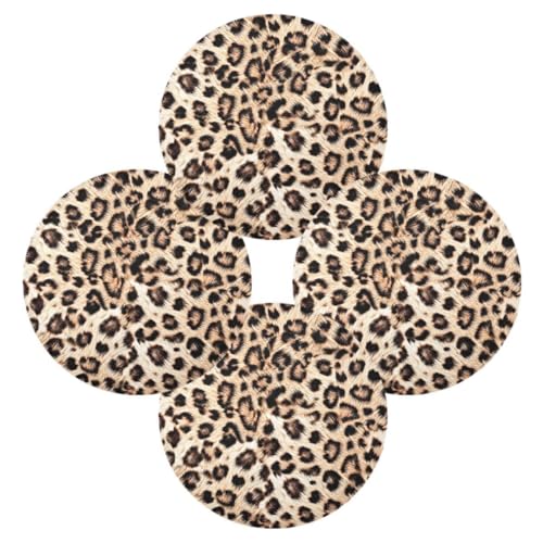 Runde Tischsets 4er Set für Esstisch Tier Leopard Muster Platzset Hitzebeständig Küche Tischmatte Leopard Druck für Party Home Decor Waschbar von Ksajwzf