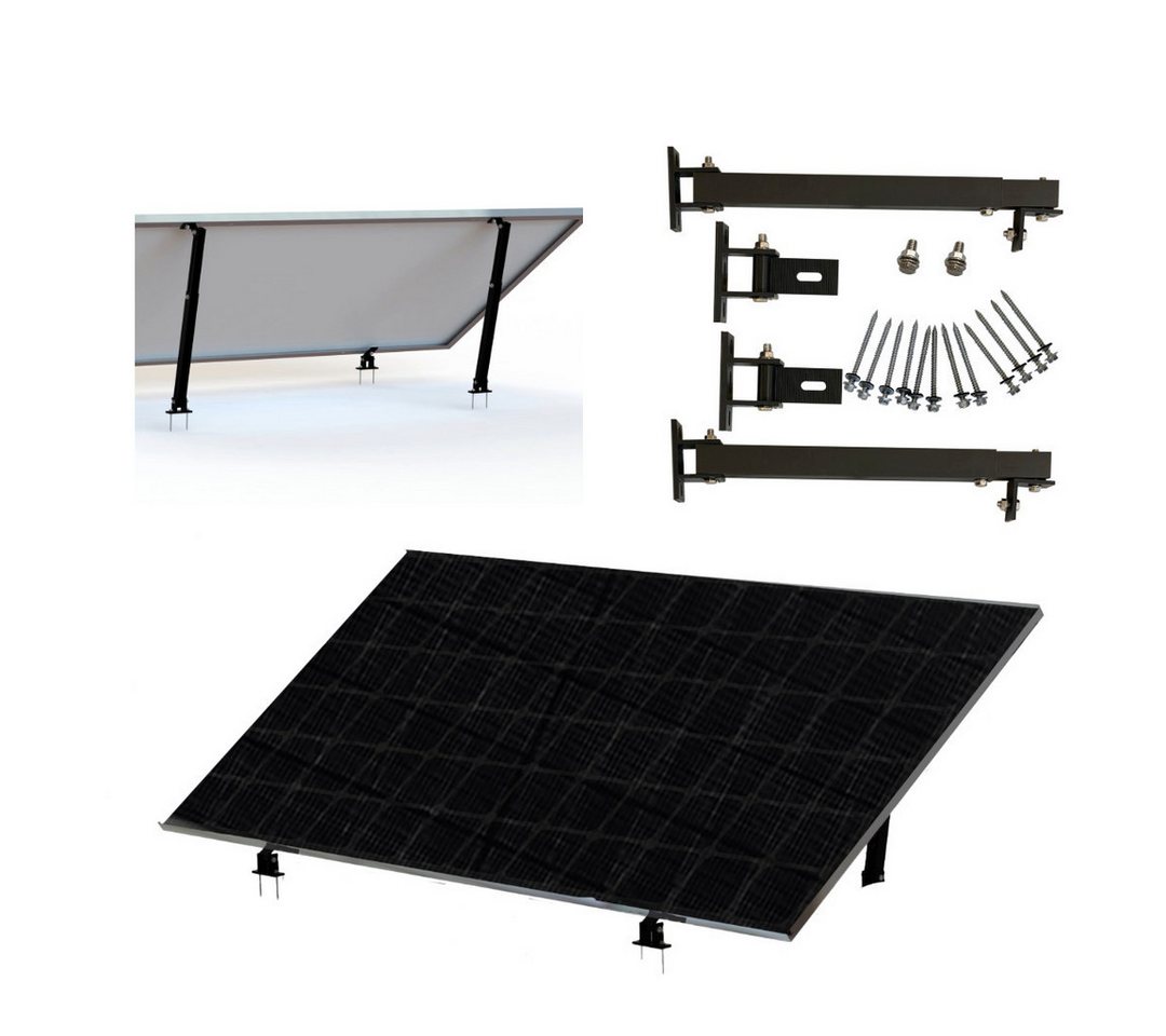 Kseng Solarmodul Verstellbare PV-Modulhalterung, 10-30° Neigung, Flachdach, Schwarz von Kseng