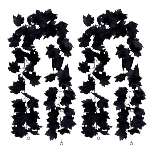 2 Stück 175 cm schwarze Herbstblätter-Girlande, künstliche Ahornblatt-Girlanden mit Loch zum Aufhängen, Herbstdekorationen für Zuhause, Herbstblätter, Halloween-Girlande für Party-Hintergrund/Tisch 2 Stück 175 cm schwarze Herbstblätter-Girlande, künstliche Ahornblatt-Girlanden mit Loch zum Aufhängen, Herbstdekorationen für Zuhause, Herbstblätter, Halloween-Girlande für Party-Hintergrund/Tisch von Ksheria