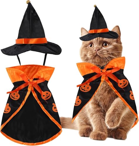 Halloween-Kürbis-Kostüm, Katzen-Zauberer-Kostüm, lustiger Zauberer, Katzenkleidung, Umhang und Zaubererhut für kleine Hunde, Katzen, Outfits, Haustier-Halloween-Kostüm, Anzug mit Kappe Halloween-Kürbis-Kostüm, Katzen-Zauberer-Kostüm, lustiger Zauberer, Katzenkleidung, Umhang und Zaubererhut für kleine Hunde, Katzen, Outfits, Haustier-Halloween-Kostüm, Anzug mit Kappe von Ksheria
