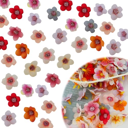 Ksheria 100 Stück kleine Mini-Blumen aus Kunstseide zum Basteln, für Bastelarbeiten, Gänseblümchen, Pfingstrosen, Dekoration für Zuhause, Hochzeit, Girlande, Dekoration von Ksheria