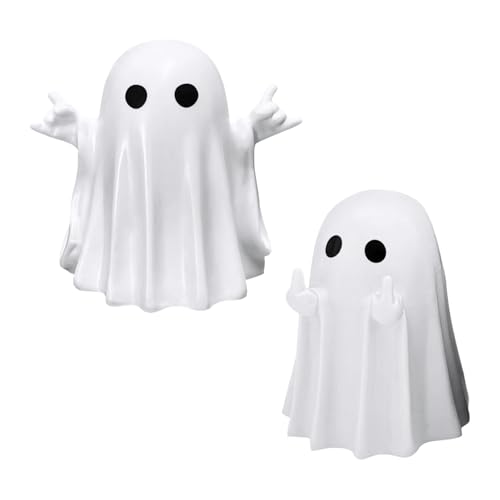Ksheria 2025 Halloween-Geisterfiguren – niedliches gruseliges Harz-Statuen-Set, lustige Geister-Ornamente für Zuhause und Büro, Schreibtisch-Dekorationen für Halloween-Party, Sammlerstück, Geschenk von Ksheria