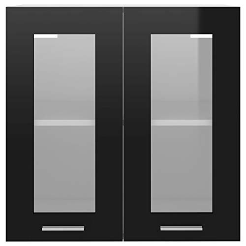 Kshzmoto Spanplatten- und Glasschränke, Küchenschränke zum Aufhängen von Wohnschränken 60 x 31 x 60 cm-schwarz von Kshzmoto