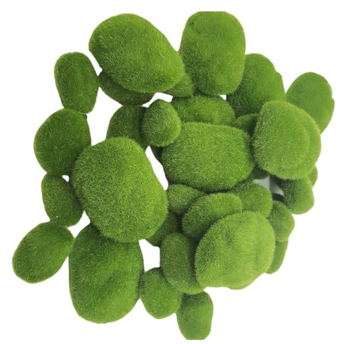 Ksikdeg Künstliche Moossteine mit Moos überzogene Steine für Miniaturgärten, Basteln und Garten-Displays, Weich-PVC-Moossteine, 40 Stück von Ksikdeg