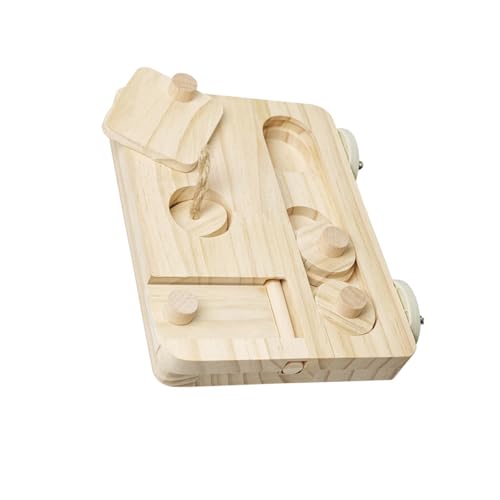 Multifunktionale Papageien-Futterplattform aus Holz mit verschiebbaren Puzzle- und Futterfächern zur Bereicherung von Papageien, Sitzstange aus Holz mit abnehmbaren Teilen von Ksikdeg