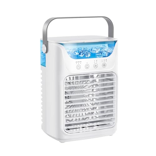 Tragbarer Luftkühlventilator 3 Geschwindigkeit Ruhige Nebellüfter Mit 7 Farben LED Licht USB Kühlung Für Schlafzimmer Büroschreibtisch Niedriger Lärm USB Für Zuhause/Büro von Ksikdeg