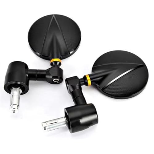 Ksjosji 22MM CNC Aluminium Motorrad Schwarz Runde Griff Bar End Rearview Außenspiegel Racer Für Suzuki Motorrad Rückspiegel(Golden Ring) von Ksjosji